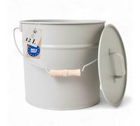 Livlig Premium Ash Bin with Lid 12L Greige, Exclusive Galvanized Bucket with Lid for Modern Fireplaces, Premium Quality from Europe, Elegant Fireplace Accessory for Storage