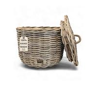 LIVLIG Rattan Hose Bucket with Lid for Garden Hoses up to 20 m Beautiful Hose Storage Wicker Basket Made of Rattan