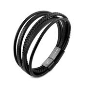 LIVLOKO LONDON Gift Boxed Mens Bracelet Leather Black Multi-Layer Tiger Eye Stone Beads Magnetic Steel Clasp Viking Rope Bands Surfer Man Wristband Male UK Jewellery Gift box Husband Boyfriend Dad Son