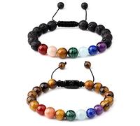 LIVLOKO LONDON Real Crystal Chakra Bracelet Amethyst Gift Box for Women Girl Bead Anxiety Relief Stone Beads Meditation Spiritual Positive Gift Her Ladies Jewellery Ankle Buddhist Boho Kloudy Rainbow