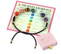 LIVLOKO LONDON Real Crystal Chakra Bracelet Amethyst Gift Box for Women Girl Bead Anxiety Relief Stone Beads Meditation Spiritual Positive Gift Her Ladies Jewellery Ankle Buddhist Boho Kloudy Rainbow