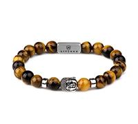 LIVLOKO Mens Bracelet Leather Black Multi-Layer Bracelet for Men Magnetic Clasp Rope Wristband Mens Gift for Boyfriend (Small 18-20cm, F. Lucky Buddha Tiger-Eye)