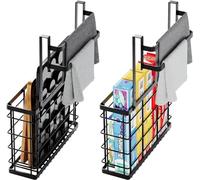 LIVOD Cabinet Door Organizer, Over The Cabinet Door Organizer with Double Towel Bars, Cutting Board Organizer with Towel Holder, Kitchen Cabinet Organier for Pantry, Baking Sheet, Plastic Wrap, Black