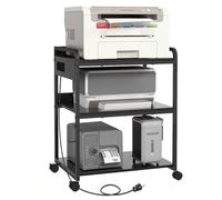 Livofloral 3-Tier Laser Printer Stands, Large Machine Stand,Heavy Duty Rolling Table,Floor-Standing Rack on Wheels,Paper File Organizer Shelf for Home Office