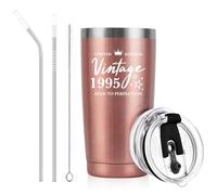 Livole 30th 1995 Birthday Gift for Women, Her, Auntie, Girlfriend - Aged to Perfection Vintage Presents - 20oz Stemless Wine Glasses, 600ml Insulated Tumbler