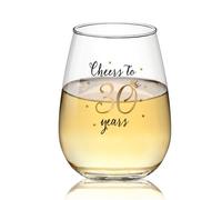 Livole 30th Birthday Gifts for Women Men, 15oz Stemless Cheer to 30 Years Birthday Wine Glass, 30th Wedding Anniversary Party Decoration, Unique Unbreakable Wine Tumbler for Friend Turning 30