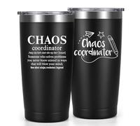 Livole Chaos Coordinator, Funny Gifts for Teachers Men, Boss, Manager, Him, Male Teacher Gift, End of The Year Presents, Christmas Gifts for Men, 20oz Travel Mug Thermal, Stainless Steel Wine Glasses