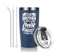 Livole Christmas Gifts for Brother, Men, Him, Brothers Gifts from Sister, Being My Brother is Really The Only Gift You Need, Birthday Presents, 20oz Coffee Travel Mug, 600ml Vacuum Wine Glasses