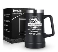 Livole Daddysaurus Beer Mug, Dad Gifts for Fathers Day, Beer Gifts for Dad, Daddy, Men, Husband, Like A Normal Daddy But More Awesome, Funny Gift for Daddy from Daughter, 20oz 700ml Wine Glass Mug