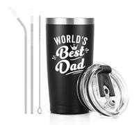 Livole Father s Day Gifts from Daughter, Best Dad Gifts, World’s Best Dad, Fathers Day Mug, Birthday Christmas Gifts for Dad, Daddy Who Wants Nothing, 20oz Stainless Steel Wine Glass, Travel Tumbler