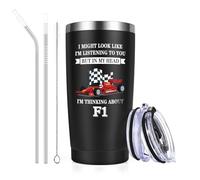 Livole Formula 1 Gifts for Men, Him, Dad, Women, Funny Christmas Presents for Men, Racing Car Fans, F1 Mug, Mens Birthday Gifts, in My Head I'm Thinking About F1, 20oz Travel Wine Tumbler, Coffee Cup