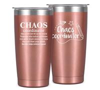 Livole Funny Gifts for Teacher Women, Boss, Manager, Her, Thank You Teacher Gift, Chaos Coordinator, End of The Year Presents, Christmas Gifts for Women, 20oz Insulated Wine Tumbler with Straw and Lid