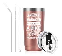 Livole Funny Secret Santa Gift for Boss, Work Colleagues, Manager - 20oz Drinking Glass, 600ml Tumbler With Straw and Lid for Boss Lady, Women, Her