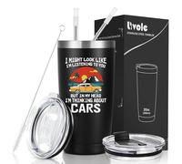 Livole Gifts for Car Lovers, Petrol Head, Christmas for Men, Dad, Uncle, Him, Brother, in My Head I’m Thinking About Cars, Car Mug, Car Enthusiast Gifts for Him, Car Lover, 20oz Vacuum Wine Glasses