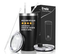 Livole Leaving Gifts for Colleague Men, Him, Partner, Would Work with Again Mug, Funny Work Mug for Leaving Colleagues, Coworker, Farewell Presents, 20oz Travel Coffee Mugs, 600ml Wine Tumbler