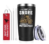 Livole Motorbike Gifts for Men, Biker, Funny Christmas Mugs for Men, Him, I Don't Snore, I Dream I'm A Motorcycle, Motorbike Lover Mug, Motorcycle Presents, 600ml Insulated Wine Tumbler, Travel Mug