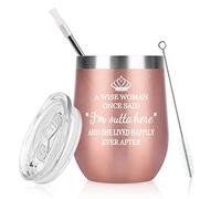 Livole Retirement Gifts for Women, Her, Female, Humorous Funny Office Leaving Gifts for Work Colleagues Coworkers Best Friends, Employee, 12oz Stainless Steel Insulated Wine Tumbler with Lid and Straw