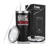 Livole Teen Boy Gifts, Christmas Gifts for 13 Year Old Boys, Girls, Teenagers, Funny teenager gifts boys for Birthday, Official Teenager May Contain Attitude, 20oz Insulated Travel Coffee Mug, Tumbler