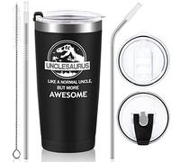 Livole Uncle Birthday Gift, UNC Gifts from Nephew, Niece, Christmas Gifts for Him, Men, Like A Normal Uncle But More Awesome, 20oz Double-Wall Wine Tumbler, 600ml Travel Coffee Mug, Black