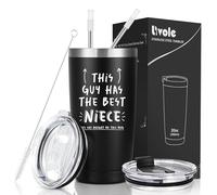 Livole Uncle Christmas Gifts from Niece, Uncle Mug Glass, This Guy Has The Best Niece, Novelty UNC Gift for Birthday Ideas, Presents for UNC, Brother, Men, Him, 20oz 600ml Vacuum Travel Coffee Mug