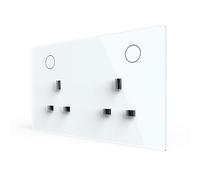LIVOLO Smart Tempered Glass Double Power Socket with LED Backlight, App Control, Wall Mounted Electrical Outlet (White)