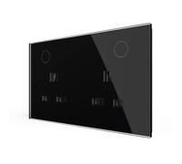 LIVOLO Smart Tempered Glass Double Power Socket with LED Backlight, App Control, Wall Mounted Electrical Outlet (Black)