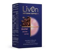 LivOn Glow Ground Coffee 250g - Specialty Coffee with Collagen & Biotin | 90% Arabica & 10% Robusta | Small-Batch Roasted in Edinburgh | Suitable for Cafetière & Filter
