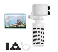 Livoravoli Internal Fish Tank Filter, 4 in 1 Submersible Water Pump Filter, Aquarium Filter with 2 Water Outlet, 600L/H Adjustable Water Flow, Small Tank Filter Pump, 6W