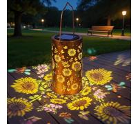 Livoravoli Sunflower Solar Lantern, Waterproof Outdoor Garden Solar Lanterns, Sunflower Garden Ornament Gifts for Mom Women, Hanging Metal Solar Decoration for Yard, Patio, Backyard, Porch