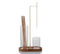 Livoravoli Wooden Upside Down Incense Holder for Sticks, Removable Glass Ash Catcher Incense Burner, Meditation Accessory for Yoga and Zen Spaces, Home Decor for Aromatherapy Sessions(Brown)