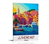 Livorno Italia Vintage Travel Art Poster Canvas Room Aesthetic Wall Art Prints Home Modern Decor 24x36inch(60x90cm)
