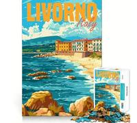Livorno Italy 1000 Pieces Puzzles for Adults Cognitive Train Indoor Play Pattern Build (38x52cm)