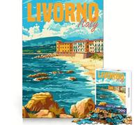 Livorno Italy 1000 Pieces Puzzles for Adults Cognitive Train Indoor Play Pattern Build (38x52cm)