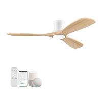 Livory Smart 52 Inch Wooden Ceiling Fans with Lights and Remote Control, Silent DC Motor, Ultra Low Profile Ceiling Fan for Indoor and Outdoor Use, Works with