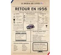 Livre d’or Anniversaire 70 ans - Retour en 1956 - Livre souvenir à compléter - Couverture affiche vintage 1956 - Cadeau original pour personne née en 1956 - 118 pages vierges messages invités