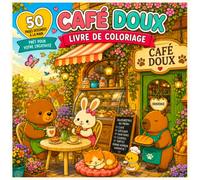 Livre de Coloriage Café Cocooning: 50 Adorables Illustrations de Cafés Douillets avec Animaux Mignons Pâtisseries Boissons Gourmandes et Scènes ... Simples pour Enfants Adolescents et Adultes