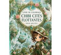 Livre de Coloriage Chibi Cités Flottantes pour Adultes: Exploratrices kawaii, châteaux dans le ciel et cascades magiques pour une pause zen