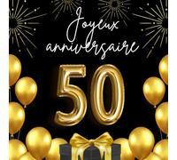 Livre d'Or Anniversaire 50 ans | Souvenir | Fête | Thème Noir et Or | Homme et Femme | 100 pages | Personnalisable: livre d'or de mes 50 ans