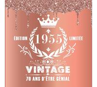 Livre d'or d'anniversaire rose gold 70 ans 1955: 120 pages blanches vierges/ Format 21 cm x 21 cm/ Couverture souple