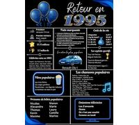 Livre d'or retour en 1995 - Idée cadeau originale - 120 pages à remplir - Design élégant bleu pailleté