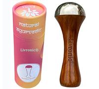 Livronic Ayurveda Kansa Foot Massage Wand Face Acupoint Kansa Wand Massager with Teak Wood Handle for Detoxification and Deep Relaxation Brown