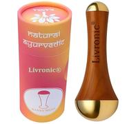 Livronic Face Acupoint Kansa Wand Massager with Teak Wood Handle for Detoxification and Deep Relaxation Natural Kansa 2 in 1 Bronze