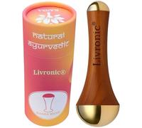 Livronic Face Acupoint Kansa Wand Massager with Teak Wood Handle for Detoxification and Deep Relaxation Natural Kansa 2 in 1 Bronze