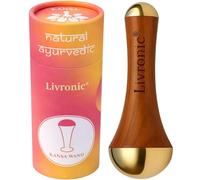 Livronic Face Acupoint Kansa Wand Massager with Teak Wood Handle for Detoxification and Deep Relaxation Natural Kansa 2 in 1 Bronze
