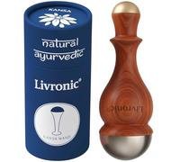 Livronic® Face Acupoints Kansa Wand Massager 2in1 Authentic Bronze Cap,Ayurvedic Tool for Face Glow, Foot & Body with Teak wood handle Marma Massage Therapy Tool for Detox Pain Relief Deep Relaxation
