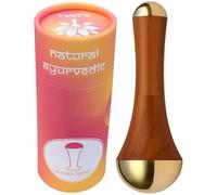 Livroniica. Ayurvedic Dual Kansa Wand Massager | Both Side Bronze Cap - Ayurveda Face Yoga Beauty Tool - Facial, Neck & Under-Eye Massage with Orginal Teal Wood Handle