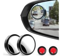 LivTee 2PCS Round Blind Spot Mirror, HD Glass and ABS Housing Convex Wide Angle Rearview Mirror with Adjustable Stick for Universal Car, Black