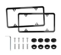 LivTee 4 Holes Stainless Steel License Plate Frames, 2 PCS Car Licence Plate Covers Slim Design with Bolts Washer Caps for US Vehicles, Black