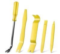 LivTee 5 pcs Auto Trim Removal Tool Kit, No Scratch Plastic Pry Tool Kit - Interior Door Panel Clip Fastener Removal Set for Vehicle Dash Radio Audio Installer (Yellow)