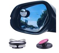 LivTee Black Framed Round Blind Spot Mirror, HD Glass and Wide Angle Rearview Mirror with Adjustable Stick for Universal Car (2 pcs)